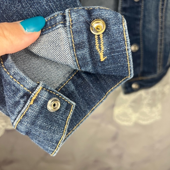 1989 Place Girls Denim Jacket with Lace Trim Sz 5/6 - Picture 2 of 6